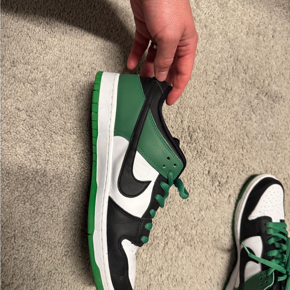 Nike Dunk Low-Top Sneakers - White, Black & Green - Picture 4 of 7